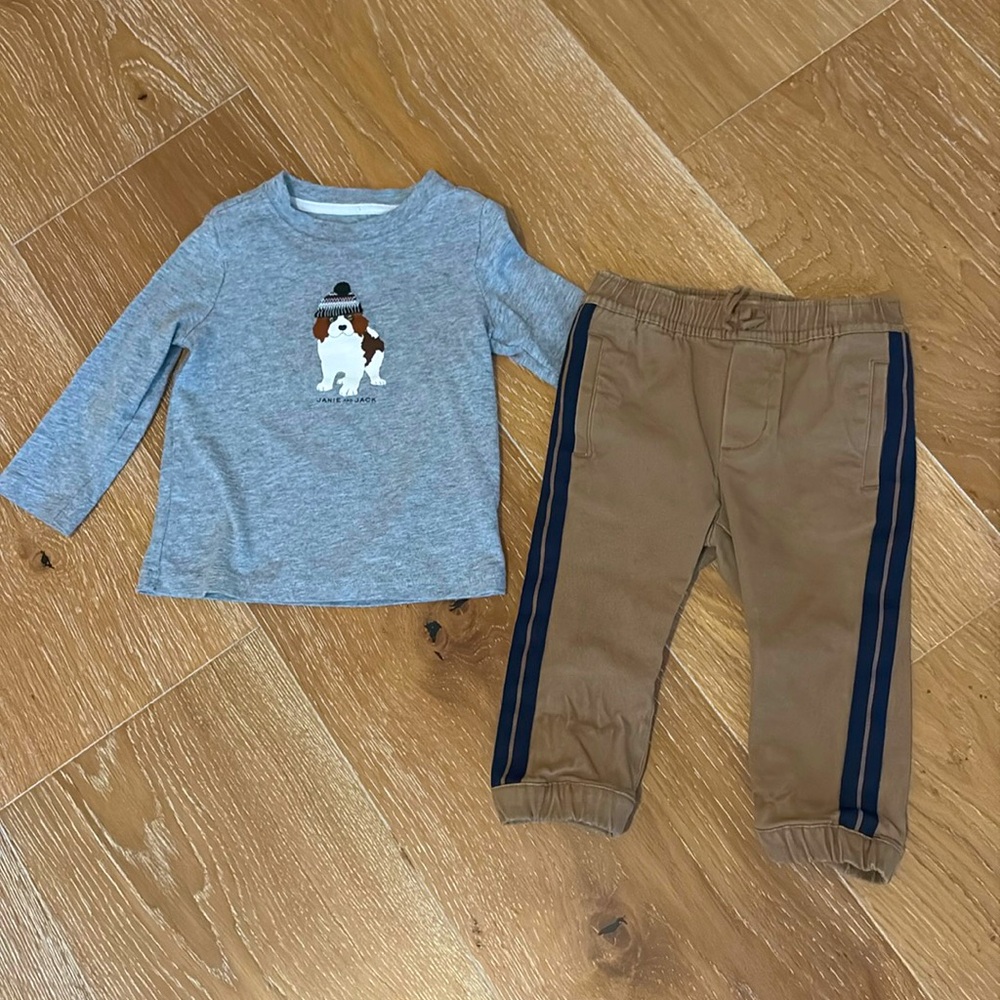 Janie & Jack Dog Shirt Pants Outfit